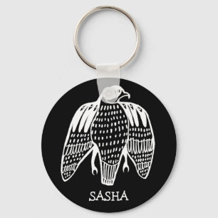 Fierce Falcon CUSTOM NAME Peregrine Bird Key Ring