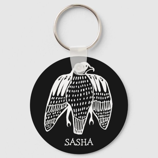 Fierce Falcon CUSTOM NAME Peregrine Bird Key Ring (Front)