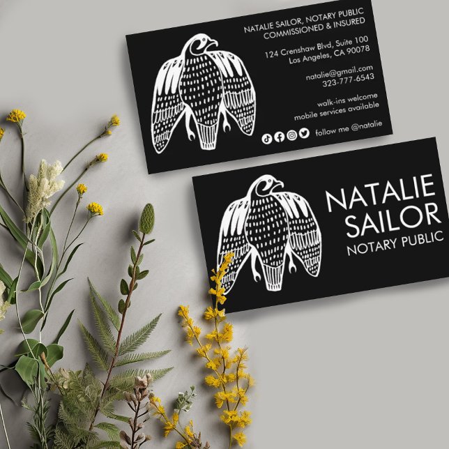 FIERCE FALCON Unique Modern Logo Notary Public Business Card (Creator Uploaded)