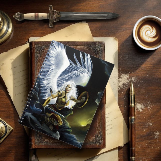 Fierce Fantasy Warrior Angel Sword Spiral Notebook (Creator Uploaded)