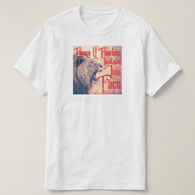 Fierce & Fearless Lightning Lion Face Tee (Design Front)