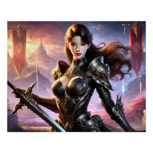 Fierce Female Warrior Battle Posters Epic Strength