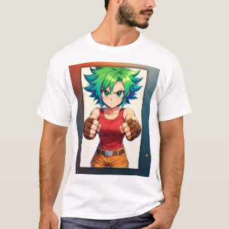 Fierce Fighter Girl – Anime Warrior Art T-Shirt