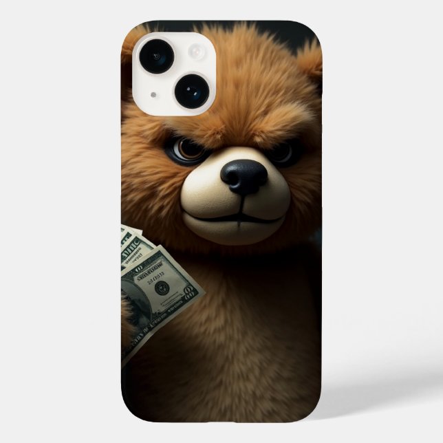 Fierce & Fluffy: Money Moves Bear Phone Case (Back)