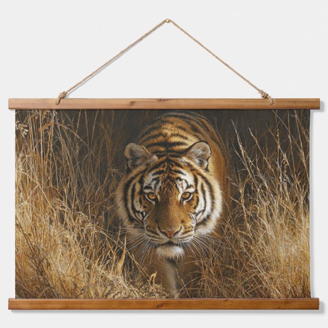 Fierce Golden Tiger Realistic Jungle Wall Art (Front)