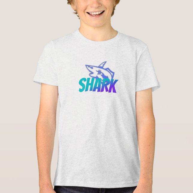 Fierce Gradient Shark Logo  | Bold Ocean  Tri-Blend Shirt (Front)