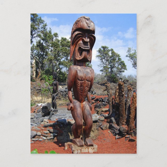 Fierce Hawaiian Ki'i Sculpture Postcard (Front)