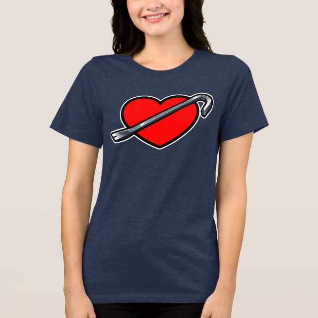 Fierce Heartbreaker Anime Hearts Crowbar Design Tri-Blend Shirt (Front)