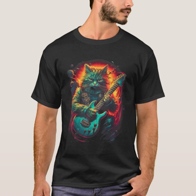 Fierce Heavy Rocker Cat T-Shirt (Front)