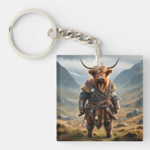 Fierce Highland Warrior: The Courageous Cow Viking Key Ring