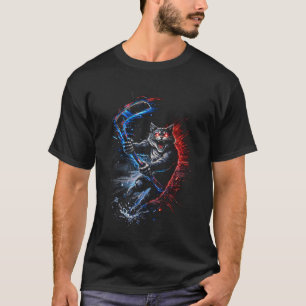 Fierce Hockey Cat Graphic Funny Angry Cat Playing T-Shirt