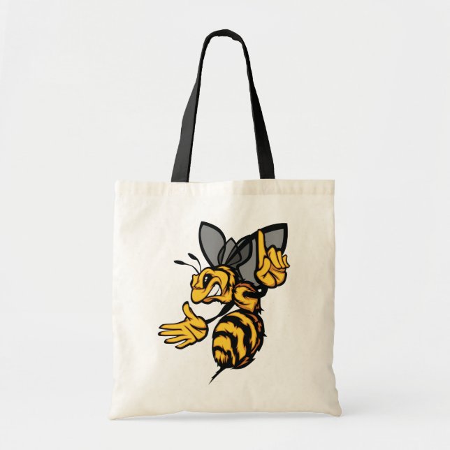 Fierce Hornet Mascot Angry Yellow Tote Bag (Front)