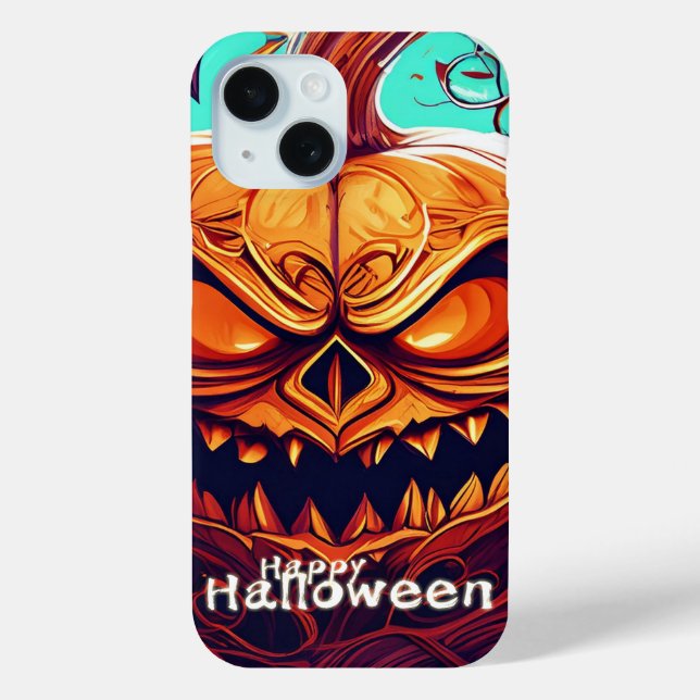 Fierce Jack-o-Lantern Bat Halloween Art Case-Mate iPhone Case (Back)