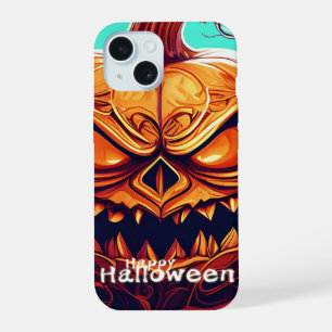 Fierce Jack-o-Lantern Bat Halloween Art iPhone 15 Case