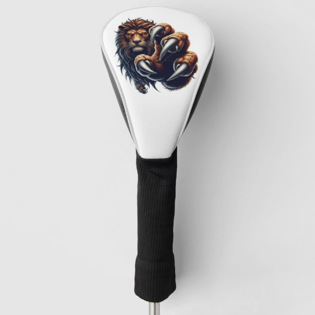 Fierce Lion Face with Claw – Powerful Wild  Golf Head Cover (Front)