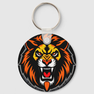 Fierce Lion Head Graphic Vibrant Key Ring