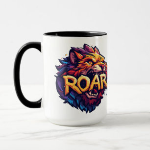 Fierce Lion Roar Motivational Colourful Wildlife A Mug