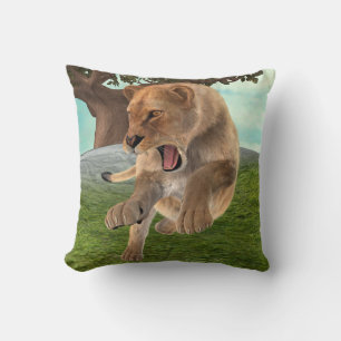 Fierce Lioness Jungle Adventure Art Cushion