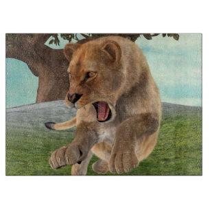 Fierce Lioness Jungle Adventure Art Cutting Board