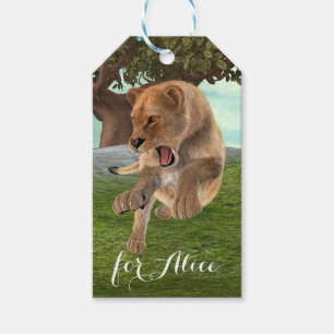 Fierce Lioness Jungle Adventure Art Gift Tags
