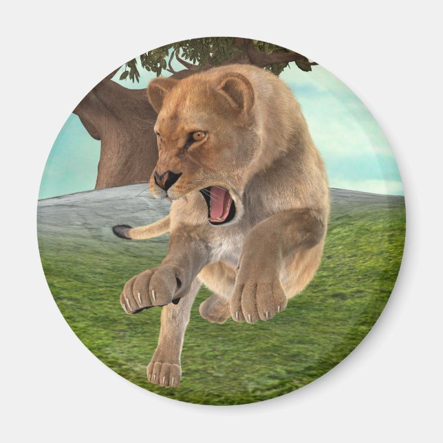 Fierce Lioness Jungle Adventure Art Magnet (Front)