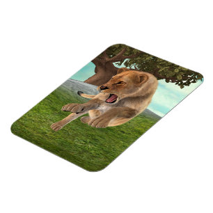 Fierce Lioness Jungle Adventure Art Magnet