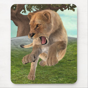 Fierce Lioness Jungle Adventure Art Mouse Pad