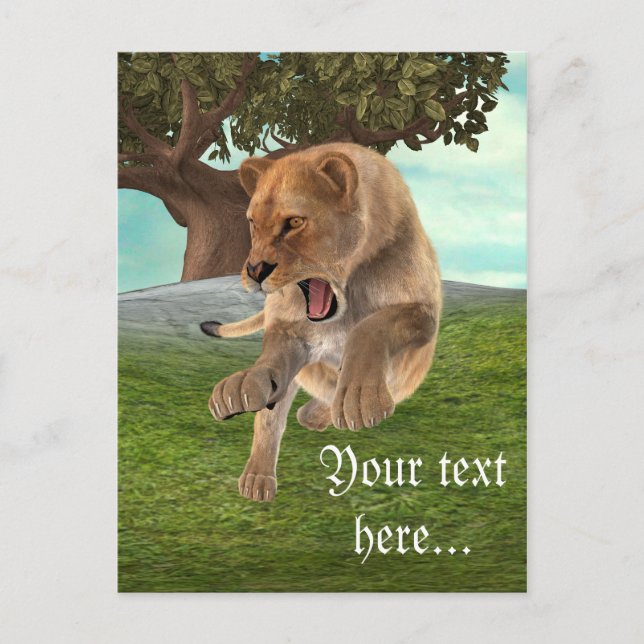 Fierce Lioness Jungle Adventure Art Postcard (Front)