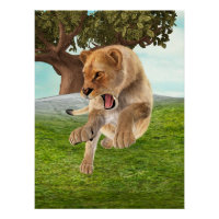 Fierce Lioness Jungle Adventure Art