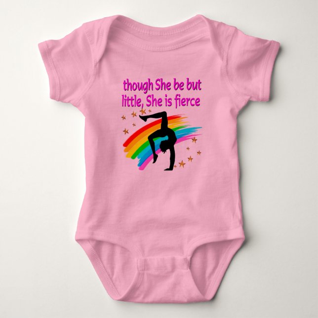 FIERCE LITTLE GYMNASTICS GIRL BABY BODYSUIT (Front)