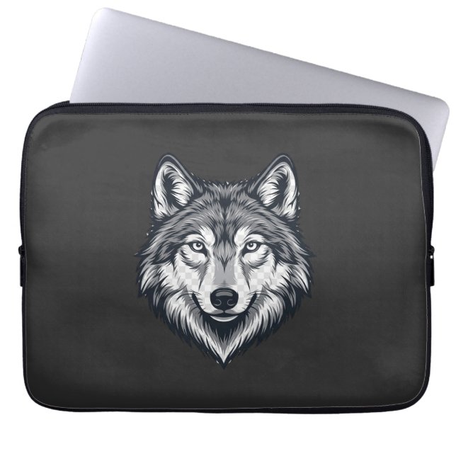 Fierce Lone Wolf Head Graphic Laptop Case (Front)