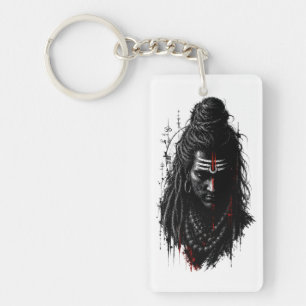 Fierce Lord Shiva Mahakal Grunge Dark Splash Art Key Ring