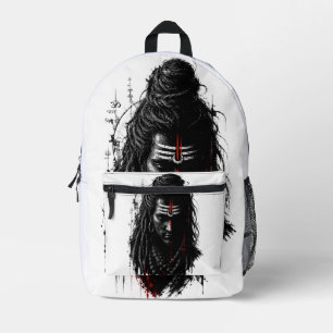Fierce Lord Shiva Mahakal Grunge Dark Splash Art Printed Backpack