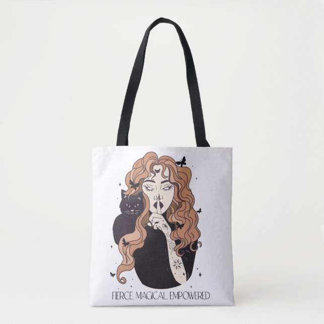 Fierce Magical Empowered Woman Witch Tote Bag (Front)