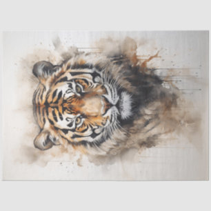 Fierce Majesty Watercolor Tiger Portrait Tissue Paper