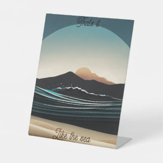 Fierce Minimalist Monta beach Ocean Wave Logo - Pedestal Sign