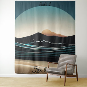 Fierce Minimalist Monta beach Ocean Wave Logo - Tapestry