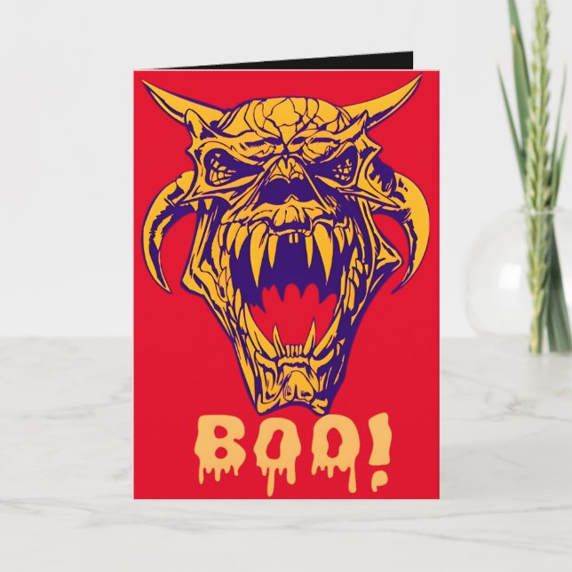 Fierce Monster BOO Halloween Scary Design Card  (Front)