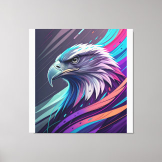 Fierce Neon Eagle — Stylised Head with Geometric Canvas Print