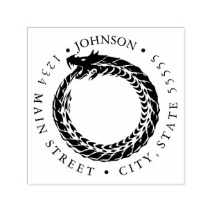 Fierce Ouroboros Silhouette Return Label Self-inking Stamp