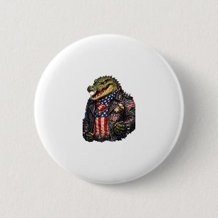 Fierce Patriotic Alligator Biker Leather Jacket St 6 Cm Round Badge