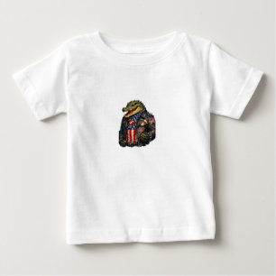 Fierce Patriotic Alligator Biker Leather Jacket St Baby T-Shirt