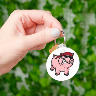 Fierce Pig with Bandanna Tough Wild Hog Key Ring