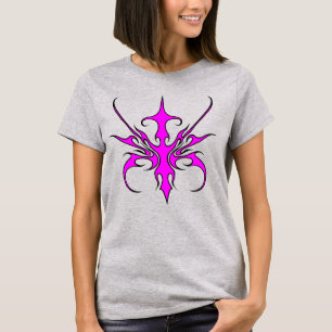 Fierce Pink and Black Tribal Line Art Illustration T-Shirt