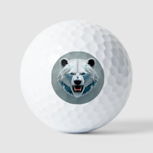 Fierce Polar Bear Geometric Illustration Golf Balls
