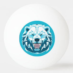 Fierce Polar Bear Geometric Illustration Ping Pong Ball