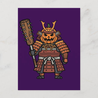 Fierce Pumpkin Samurai Warrior with Kanabo Club Il Postcard