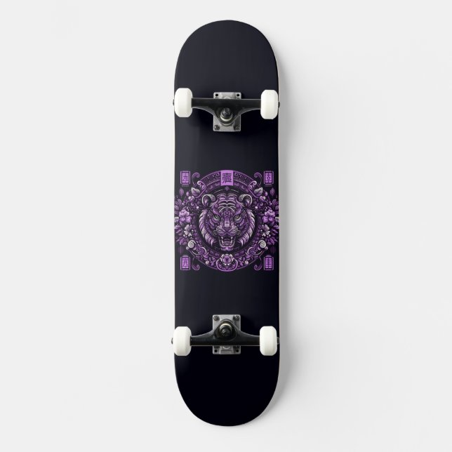 Fierce Purple Tiger Skateboard (Front)