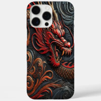 Fierce Red Dragon Relief Art