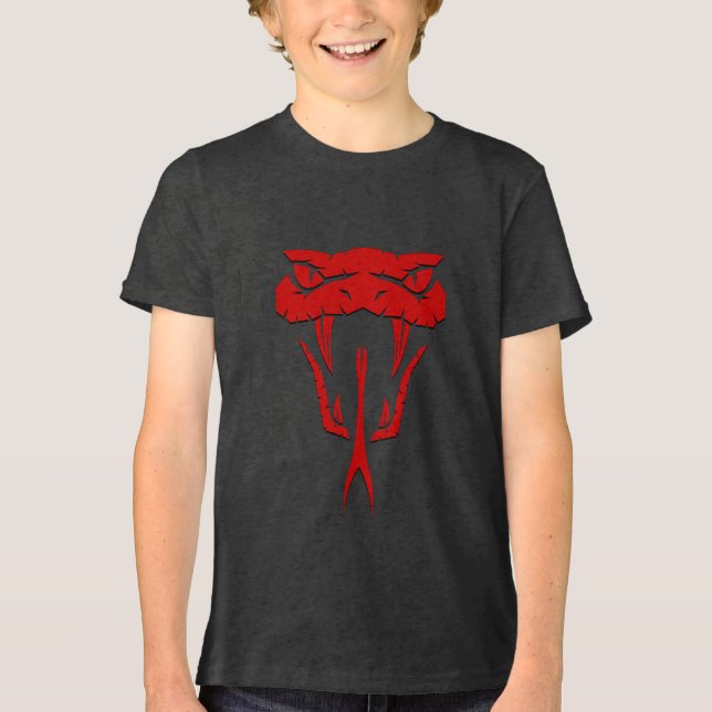 Fierce Red Snake Face Bella+Canvas Youth Tri-Blend Shirt (Front)